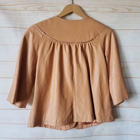 Vintage Jerry Lewis Leather Cropped Round Neck Button Front Jacket Women's Small - Picture 7 of 16